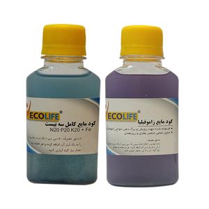 کود مایع سه بیست و کود مایع زاموفیلیا اکولایف مدل k120 حجم 120 میلی لیتر